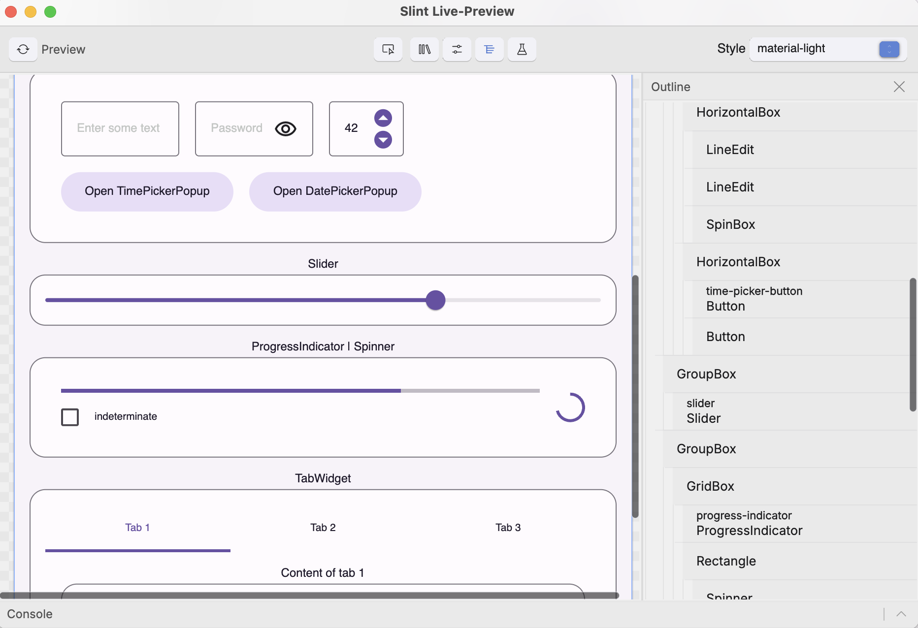 Screenshot of a the new outline side panel